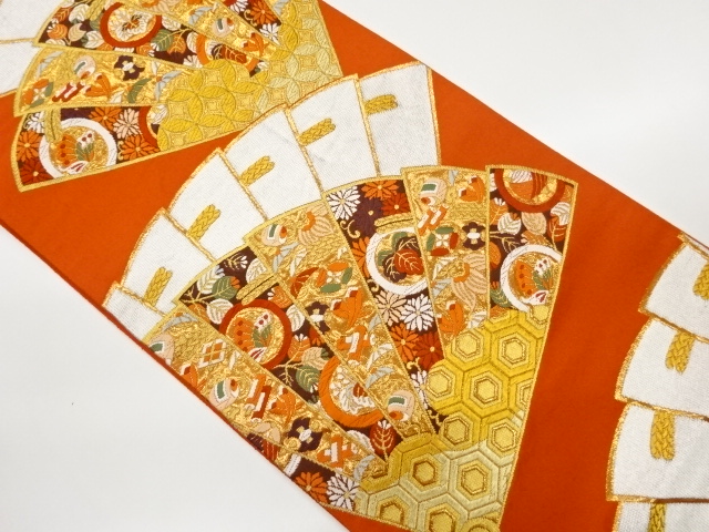 JAPANESE FUKURO OBI / WOVEN FOLDING FAN PATTERN